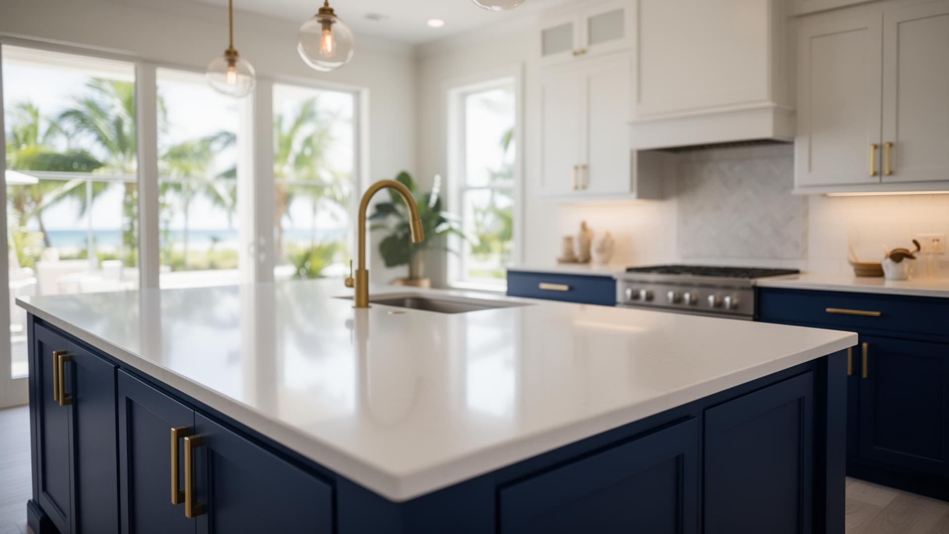 Modern Fort Myers kitchen with custom stone countertops by Metro Granite & Marble